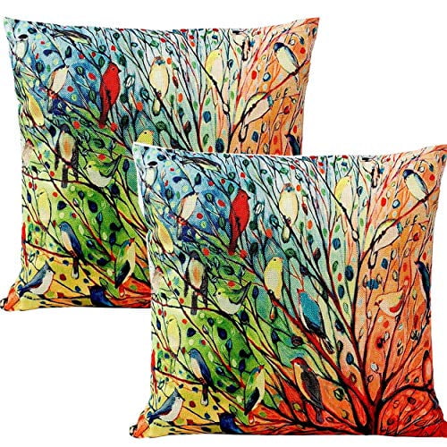 Couch Blue 2 Pack Patio Home Fall Holiday Christmas Decor Birds on Tree Decorative Throw Pillow Covers 18X18 Birds Pillows Oil Painting Cushion Cover for Sofa Couch Blue 2 Pack Patio Home Fall Holiday Christmas Decor Birds on Tree Decorative Throw Pillow Covers 18X18 Birds Pillows Oil Painting Cushion Cover for Sofa